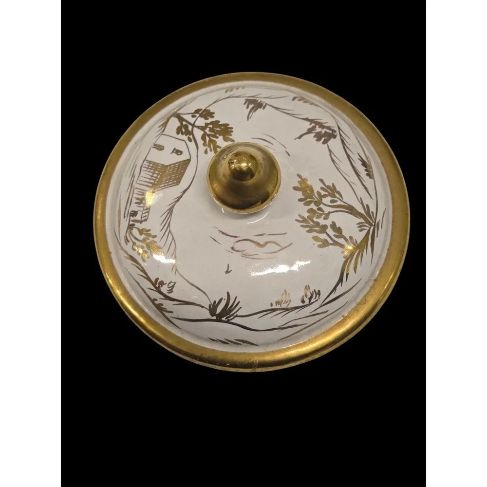 Vintage Ugo‎ Zaccagnini Italian Signed Italy Art Pottery Vase Gold White